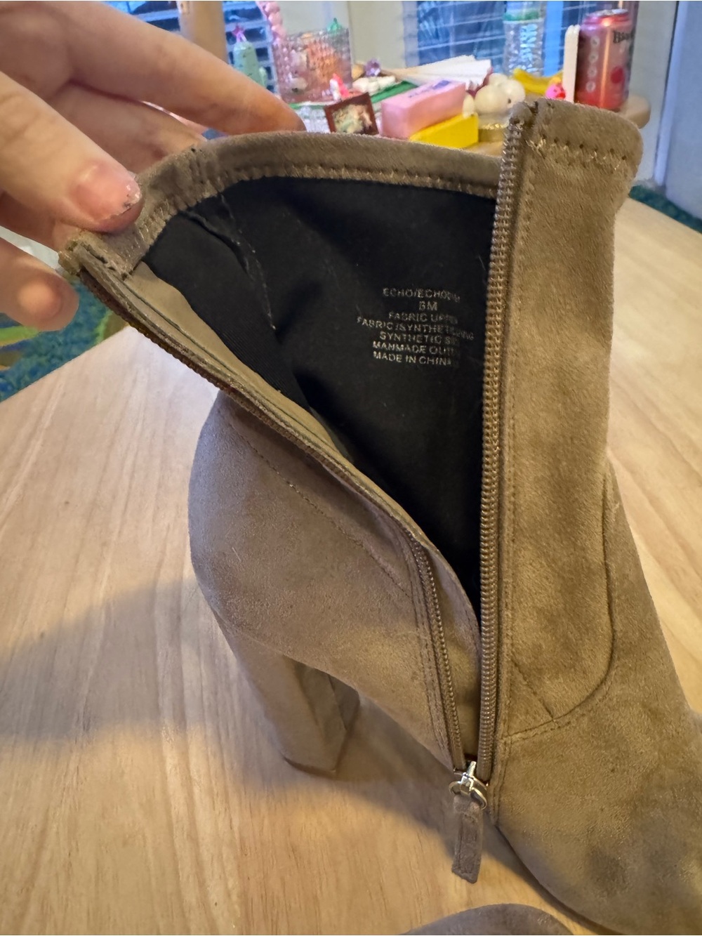 Steve Madden Taupe Suede Ankle Bootie with Side Zip